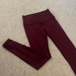 Maroon full-length Lululemon leggings